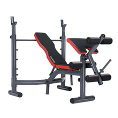 an image of a gym equipment set with bench and weight machine on it's side