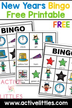 new years's bingo game with free printables for the kids to play