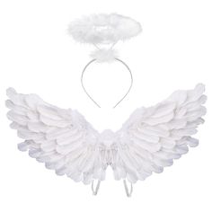 white feather angel wings and headband set