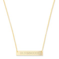 Engravable 14k Solid Gold Roman Numeral Bar Necklace! Personalize the date written in roman mummer's on the gold bar. Necklaces For Mom, Roman Numerals Dates, Jewelry For Kids, Family Tree Necklace, Gold Bar Necklace, Roman Numeral, Gold Bar, Roman Numerals, Bar Necklace