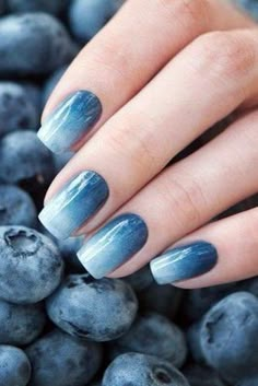 Blue Ombre Nails, Ombre Nail Designs, Nail Art Ombre, Wedding Nails For Bride, בר מצווה, Wedding Nails Design, Bride Nails, Gel Nail Designs, Bridal Nails