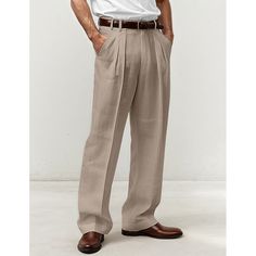 Season:Spring  Summer; Fabric:Linen Cotton Blend; Gender:Men's; Style:Fashion,Basic; Occasion:Casual,Daily,Holiday; Fit Type:Regular Fit; Function:Comfort,Breathable; Waistline:Mid Waist; Pattern:Plain; Design:Straight Leg,Pleats,Front Pocket; Pants Type:Summer Pants,Linen Pants,Trousers; Fly Type:Button; Front page:FF; Listing Date:01/03/2024; Hips:; Length:; Waist:; Fit US Size: Trousers Linen, Mens Linen Pants, Basic Fashion, Pants Linen, Daily Holidays, Cotton Linen Pants, Pants Summer, Mens Linen, Summer Pants