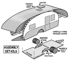 an assembly diagram showing the components for a camper trailer