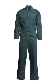 7oz. FR Deluxe Coveralls | 100% Cotton - www.lapco.com Long Sleeve Cotton Utility Overalls, Cotton Long Sleeve Utility Overalls, Green Long Sleeve Overalls For Workwear, Long Sleeve Overalls With Side Pockets For Work, Mens Coveralls, Cotton Overalls, Coverall Jumpsuit, Boiler Suit, Bib Overalls