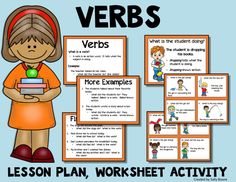 the worksheet for verbs with pictures and text