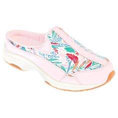 easy spirit Traveltime Walking Clog   Now in fresh, floral prints for spring. These popular clogs from easy spirit are a favorite for walking and light activity. They're easy to slip on and off, and the removable sock liners absorb shock and provide superior arch support for comfort all-day into-the-evening. Flexible Shoes, Light Activities, Chic Flats, Dressy Fashion, Easy Spirit, Liner Socks, Slides Shoes, Casual Sandals, Arch Support