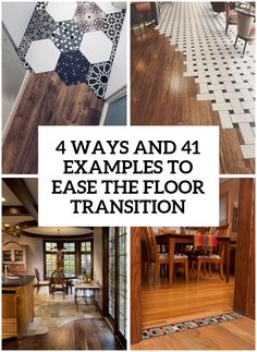 ways and 26 examples to ease the floor transition cover Wooden Floor Transition To Tiles, Two Different Wood Floors Transitioning Kitchen, Laminate And Tile Flooring Together, Tiled Kitchen Wooden Living Room, Wood And Tiled Kitchen Floor, Tile That Looks Good Next To Wood Floors, Blending Tile And Wood Flooring, Kitchen With Different Flooring