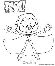 the cartoon character raven from teen titans coloring page for kids to color and print on