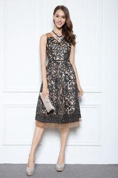 Shop affordable black a-line v-neck knee-length lace formal dress online. Occasion dresses with free shipping. Luxury Floral Knee-length Dress For Evening, Luxury Knee-length Sleeveless Dress For Wedding, Luxury Floral Knee-length Evening Dress, Luxury Black Knee-length Midi Dress, Luxury Knee-length Evening Midi Dress, Black And White Formal Dress Knee Length, Knee Length Lace Dresses Formal, Luxury Knee-length Dress With Lined Bodice, Luxury Knee-length Embroidered Formal Dress