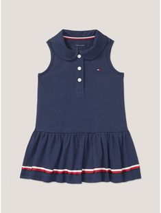 Tommy Hilfiger baby girls' dress.  Material: 97% Regenerative Cotton, 3% Elastane. Tommy Hilfiger Sleeveless Dress For Spring, Tommy Hilfiger Sleeveless Dress For Summer, Tommy Hilfiger Sleeveless Summer Dress, Blue Sleeveless Tommy Hilfiger Dress, Tommy Hilfiger Blue Sleeveless Dress, Sleeveless Cotton Dresses By Tommy Hilfiger, Tommy Hilfiger Cotton Summer Dresses, Tommy Hilfiger Store, Tommy Hilfiger Baby