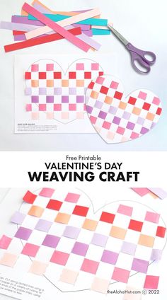 valentine's day weaving craft for kids to make with paper and scissors on the table