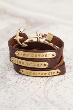 World Traveler's Bracelet Jbloom Jewelry, Kiel James Patrick, Embroidered Socks, Coordinates Bracelet, Brass Plate, Black Furniture, Engraved Items, Lovely Jewellery, World Traveler