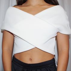 Ribbed Crop Top - Off Shoulder -Cross Front Detail 100% Polyester Completely New Still Has Tags! Ribbed Cropped Tops For Day Out, Elegant Ribbed Cropped Top, White Ribbed Cropped Knit Top, Chic White Ribbed Crop Top, White Cross, Fashion Nova Tops, White Crosses, Tops Fashion, Ribbed Crop Top