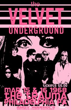 the velvet underground concert poster with pink background