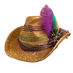 New Without Tags. Designed By Me. One Size Fits Most. Gold Cowboy Hat, Cowboy Hat, Metallic Gold, Mardi Gras, Cowboy Hats, Gold Metal, Cowboy, Women Accessories, Tags