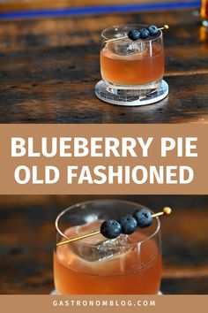 blueberries on a cocktail pick on a brown colored Blueberry Old Fashioned Cocktail in a rocks glass with large ice cube Brown Sugar Syrup, Sugar Syrup, Rye Whiskey, Blueberry Pie, Old Fashioned Cocktail, Cocktail Making