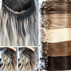 200pcs Micro Loop Thick Real Remy Human Hair Extensions Nano Ring Bead 1G Colors | eBay Extension Ideas Hair, Micro Loop Hair Extensions, Oval Face Hairstyles, Hair Extentions, Oval Face Shapes, Remy Human Hair Extensions, Oval Faces, No Heat, Wigs Hair Extensions