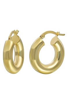 Handcrafted from 14-karat Italian gold in a pillowy silhouette, these contemporary hoop earrings will be a fun addition to your accessory rotation. 3/4" squared Snap-post closure 14k gold Made in Italy Gold Small Hoop Contemporary Earrings, Contemporary Polished Yellow Gold Hoop Earrings, Contemporary Small Hoop Gold Earrings, Contemporary Small Hoop Earrings In Yellow Gold, Contemporary Small Hoop Yellow Gold Earrings, Contemporary Small Hoop Earrings As Gift, Modern Small Hoop Earrings In 14k Gold, Contemporary Small Hoop Earrings With Polished Finish, Contemporary Small Hoop Jewelry With Polished Finish