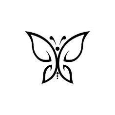 a black and white butterfly logo