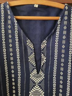 Navy blue with white embroidery stitch tribal design shirt poncho. Excellent used condition. 90's to current style. Well crafted and constructed. Tag indicates size Large.  Measures flat Chest 23" Sleeve 11" Length 28" Blue Embroidered Straight Kurta Top, Bohemian Tops With Traditional Patterns For Summer, Blue Bohemian Kurta With Traditional Patterns, Blue Short Sleeve Bohemian Kurta, Blue Bohemian Short Sleeve Kurta, Embroidery Stitch, Poncho Style, Current Styles, White Embroidery