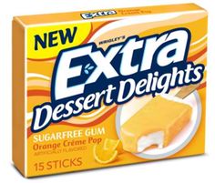 extra dessert delights sugar free gum orange creme pop, 15 sticks per box