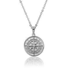 Introducing our Compass Necklace for Men, a stylish and practical piece that is perfect for any man who wants to add a touch of adventure to his look. This necklace is made from high-quality stainless steel and features a detailed compass pendant that serves as a symbol of guidance and direction. This necklace is perfect for any man who wants to add a touch of adventure to his style, whether you're exploring the great outdoors or navigating the city streets. Stainless steel Compass Pendant Neckl Travel Stainless Steel Silver Necklaces, Compass Necklace Silver, North Star Pendant, Necklaces Men, Chain Necklace For Men, Compass Design, Green Skin, Silver Link Chain, Compass Pendant