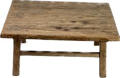 an old wooden coffee table with no one around it on the top and bottom shelf