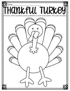 a coloring page for november with a turkey