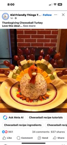 an image of a turkey made out of rice on a plate