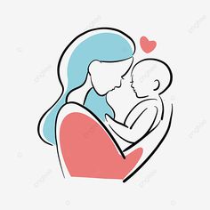 a woman holding a baby in her arms with a heart on the back of it