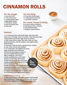 a recipe for cinnamon rolls on a baking sheet