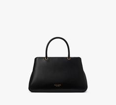 Meet our new shoulder star Grace. Crafted in colorblocked leather this spacious satchel is your answer to office-and-out days. | Kate Spade Grace Satchel, Black Kate Spade Handbags Office, Work Outfits, Kate Spade New York, Women's Accessories, Wallets, Kate Spade, Satchel, Grain, Bag Accessories