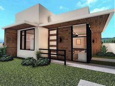 an artist's rendering of a small modern house