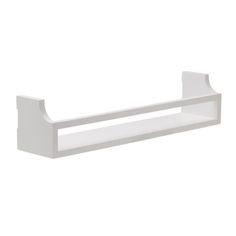 a white shelf with two shelves on each side