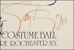 an advertisement for the costume ball of rockefeller, n y with autographed characters