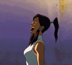 an animated image of a woman with long hair and ponytails smiling at the camera