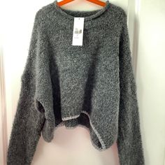 Beautiful Soft Grey Knit Dress Up Or Dress Down Urban Outfitters Crew Neck Sweater For Winter, Urban Outfitters Crew Neck Winter Sweater, Gray Cozy Cropped Sweater, Grey Knit Dress, Urban Outfitters Top, Small Tank Tops, Balloon Sleeve Top, White Tee Shirts, Loose Fitting Tops