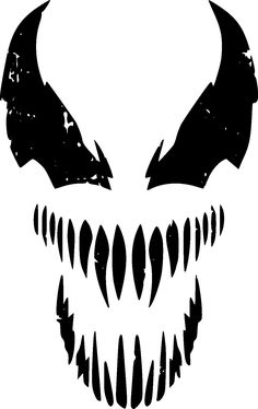 a black and white image of an evil face with sharp fangs on it's teeth