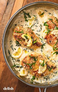 This One Pan Meal Is The Delicious Dinner You NeedDelish Lemon Parmesan Chicken, Easy Lemon Chicken Recipe, Summer Chicken Recipes, Lemon Chicken Recipe, Easy Chicken Dinner Recipes, Parmesan Chicken, Delish Recipes, Poultry Recipes, Lemon Chicken