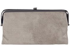 Hobo Lauren - Clutch Handbags : Titanium : The Hobo® Lauren clutch is a posh leather bag that complements any look. This medium-sized bag is designed with two top frame compartments, and is finished with a clasp closure. Lining features three card slots, a zip pocket and ID holder with covered magnetic tab closure. Lining colors and patterns may vary. Imported. Measurements: Bottom Width: 9 in Depth: 1 in Height: 5 in Weight: 10 oz Please note, the hardware color and interior lining may differ f Elegant Rectangular Coin Purse With Fold Over Clasp, Chic Wallet With Removable Pouch In Rectangular Case, Chic Wallets With Removable Pouch, Chic Wallet With Removable Pouch, Chic Rectangular Wallets For Daily Use, Chic Rectangular Wallet For Daily Use, Chic Bifold Coin Purse For Travel, Elegant Coin Purse With Snap Closure For Everyday, Versatile Evening Clutch Wallet