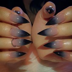 Custom Nails Design, Glitter Ombre Nails, Witch Nails, Unghie Nail Art, Custom Nails, Witchy Nails, Nails Stiletto, Gothic Nails, Goth Nails