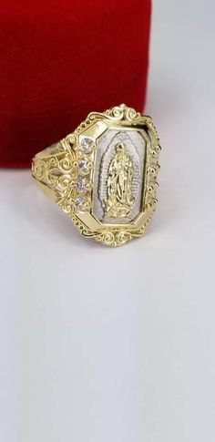 Anillo Dela Virgen De Guadalupe En Oro De 14k En 2 Tonos - Etsy Halloween Shopping, Band Rings, Beauty Book, Jewelry Rings, Bathing Beauties, Angeles, Accessory Gift, Pet Supplies, Ships