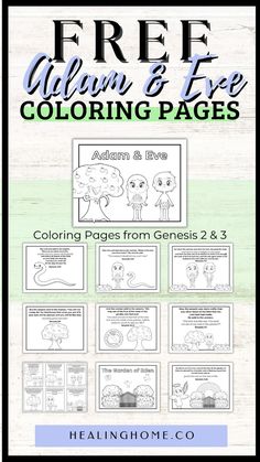 coloring pages for kids and adults with the text free autumn & tree coloring pages on them