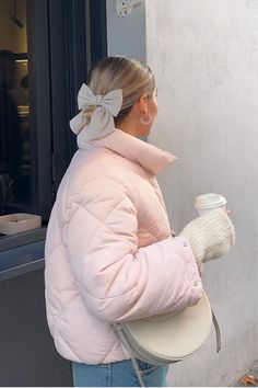 Cute outfit by Andreanoguero | Pastel pink, soft colors, hair bow, hairstyle ideas, outfit ideas, outfit inspiration, winter outfit, winter outfit ideas, minimal style, cute fashion ideas. Cute Outfits Pastel, Hair Bow Hairstyle, Neutral Color Outfits, Outfits Pastel, Colors Hair, Monochromatic Outfit, Winter Outfit Ideas, Bow Hairstyle, Ideas Outfit