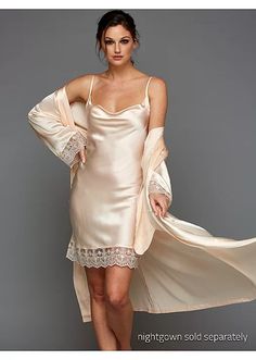 Le Soir silk full length bathrobe | Julianna Rae Silk Bathrobe, Terry Robe, Silk Robe, Luxury Silk, Nightgowns, Pure Silk, Night Dress, Night Gown, Full Length