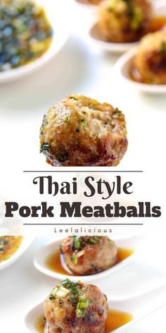 the cover of thai style pork meatballs