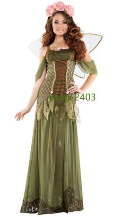 a woman dressed in a green fairy costume