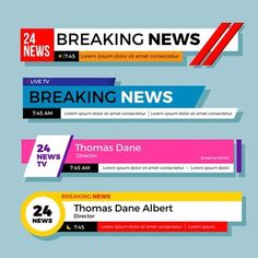 four different types of breaking news banners