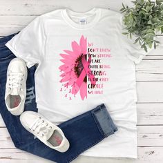 Inspirational Pink Cotton T-shirt, White Graphic Print Tops For Awareness Events, Inspirational Pink Crew Neck Top, Inspirational Pink Tops With Text Print, Pink Cotton Inspirational T-shirt, Inspirational Pink T-shirt With Text Print, Dig Pink, October Pink, Drill Team