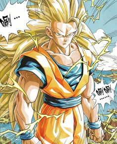 the dragon ball character is in action with his hands on his hips and looking at something